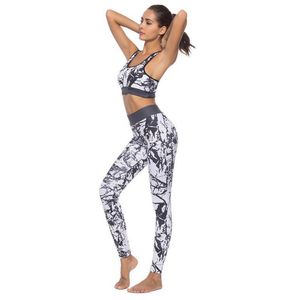 Feminino terno treino treino sexy sutiã e cintura alta fina push up leggings roupas esportivas cópia sólida mulheres fitness set