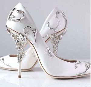 Décolleté da donna con punta ultra a punta in metallo Scarpe da sposa da donna chic Designer di marca Raso bianco blu Sapato Feminino