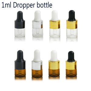 50 sztuk / partia 1 ml Mini Puste butelki kroplowe Przenośne aromaterapia Essenal Oil Butelka z szklanym kroplomym