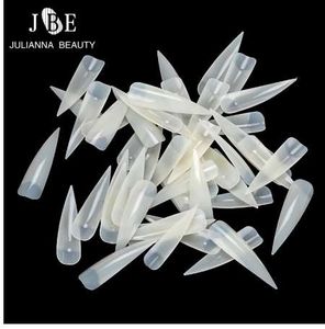 500Pcs/Bag ABS Artificial Half Cover Oval Point Nail Tips Natural Color Acrylic French Type Long False Stiletto False Nails Tip