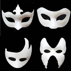 DIY Vit papper Unpainted Venetian Mask för män Kvinnor Butterfly Horn Kids Carnival Face Gift Christmas Halloween Blank versionsmassa
