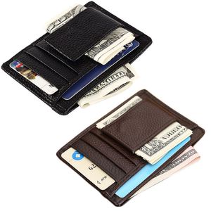 Mini Mens Wallet Clip argent en cuir avec poche pour la monnaie carte Machines à sous mince sac homme d affaires aimant carte Moraillon Porte monnaie clip