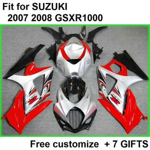 Customize peças da motocicleta para SUZUKI GSXR1000 K2 2000 2001 2002 vermelho prata carenagens GSX-R1000 00 01 02 carenagem kit DC45