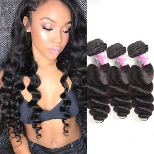 Brazilian Virgin Hair 3 Pieces One Lot Loose Wave 3 Bundles Human Hair Extensions Natural Color 8-28inch Mink Wefts