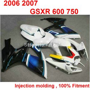 7gifts Injection molding fairing kit for SUZUKI GSXR600 GSXR750 2006 2007 white blue black GSXR 600 750 06 07 DF45