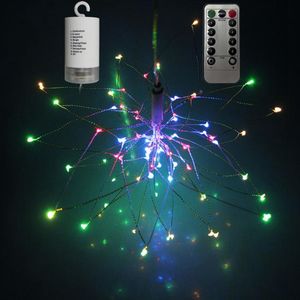 Umlight1688 fogos de artifício diy led cordas de fadas luz dobrável bateria gerlyanda guirlanda de controle remoto para decoração de natal ao ar livre