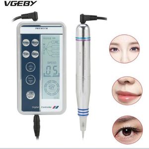 Top Grade Makeup Digital Digital Pen Professional Brwi Do Lip Eyeliner Tattoo Machine Set + Microblading Gun Cartridge Igły