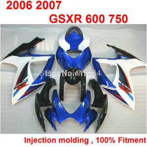 7 gifts Injection molding fairing kit for SUZUKI GSXR600 GSXR750 2006 2007 black white blue GSXR 600 750 06 07 YY78