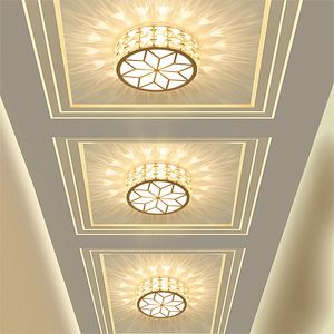 Nowoczesne 5W LED Round Sufit Lights Goder Wejście Wejście Korytarz Spotlight Salon Balkon LED Kryształ Downlight