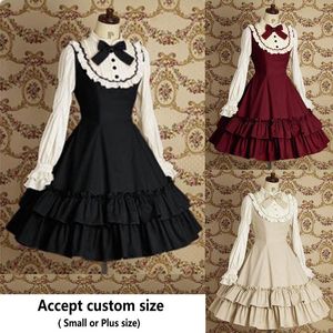 Ücretsiz Kargo Kadınlar Yaz Elbise Hizmetçi Cosplay Lolita Elbise Retro Dantel Günlük Ortaçağ Gotik Kız Için