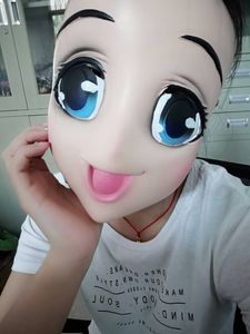 Feminino Doce Menina Meia Cabeça Kigurumi Máscara Com Olhos BJD Cosplay Japonês Anime Papel Máscara Lolita