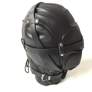 Sex Product Soft Leather Bondage Face Mask Eyepatch Gagged Headgear Adult BDSM Toy Bed Game Set