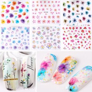 fake nails 3D Nail Art Transfer Stickers 50 Sheets Flower Decals Manicure Decoration Tips