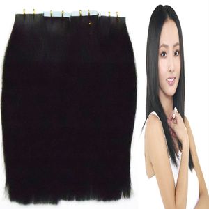 Tape Hair 80pcs Tape In Human Hair Extensions 200g Machine Remy Straight On Adhesive Invisible PU Weft 16" 18" 20" 22" 24"