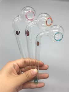 Brûleurs à mazout en verre incurvé de haute qualité de 14 cm Pipes à eau en verre Bong avec équilibreur en verre de différentes couleurs pour fumer des pipes à tabac à la main