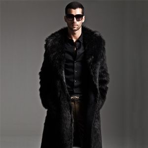 Long Faux Fur Coat Men Winter Faux Fur Jacket Mens Punk Parka Jackets Full Length Leather Overcoats Male Coat Manteau Plus Size