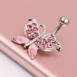 new Butterfly CZ Piercings Jewelry Women Sexy Belly Button Ring Dangle Clear Navel Bar silver Body Piercing nombril septum rings