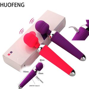 HUOFENG Vibratore Potente vibratore clitoride orale per le donne Carica USB AV Magic Wand Massager Giocattoli adulti del sesso per la donna Masturbatore S19706