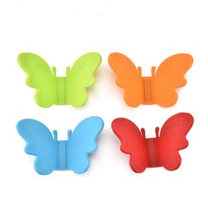 Yeni moda çok renkli kelebek şekli silikon tencere tutucusu ısıya dayanıklı eldiven tepsi klipsli mutfak aracı LX3753