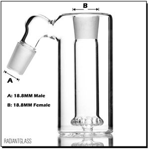 Coletor de cinzas de vidro para cachimbo de água, cachimbo de água, coador de cabeça de chuveiro de 45 graus, um dentro de 14 mm ou 18 mm, junta de espessura transparente