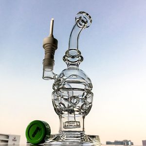 Fab Egg Glass Bongs Recycler Smoking Unique Design Hookahs Dab Oil Rigs Water Pipes Showerhead Swiss Perc With mm Joint MFE01
