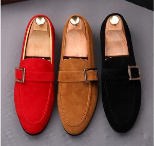 High Quality suede buckle Leather Mens Loafers Fashion Slip-on Driving Shoes Men Moccasin Boat Shoes Causal Shoes AXX842