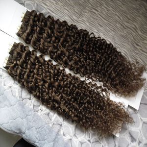 remy skin weft Tape in curly extension hair 100G 40PCS Kinky curly tape in human hair extensions Remy Double Sided Tape Hair