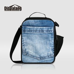 Cool Denim Pattern Canvas Lunch Bags For Teenage Boys Outdoor Travel Picnic Food Lunchbox Thermal Insulated Cooler Bags Bolsa Messenger Bags