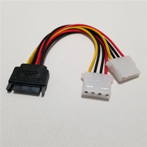 10pcs/lot 15pin sataアダプターからデュアル4pin ide molex power extension yスプリッターケーブル18awg 20cm