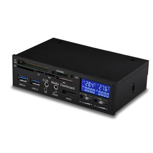 Freeshipping USB3.0 PC Media Dashboard Frontplatte eSATA Multifunktionskartenleser Hochgeschwindigkeits-Lüftersteuerung mit 100 MB und LCD-Display