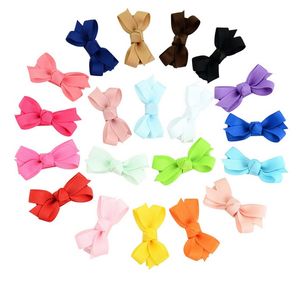 2 Inch Baby Infant Bow Hairpins Small Grosgrain Ribbon Bows Hairgrips Girls Solid Whole Wrapped Safety Hair Clips Accessories Gift A30