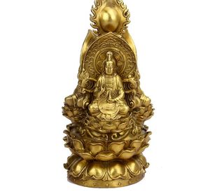 Wholesale trip cars resale online - Pure copper Three faced Buddha Buddha Buddha bronze goddess Feng Shui ornament