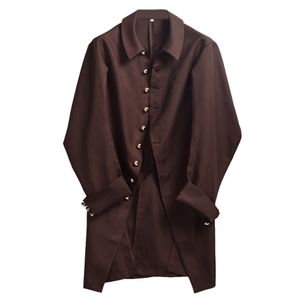 الرجال القوطية steampunk معطف موضوع الزي العسكري القراصنة cosplay الرجعية الخندق الفيكتوري Outwear Brown Black Burgundy