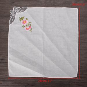 24PCS Vintage Cotton Women Hankies Embroidered Butterfly Lace Flower Hanky Floral Assorted Cloth Ladies Handkerchief Fabrics Accessory