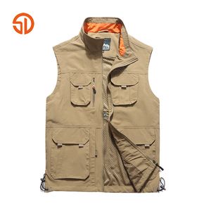 Grande tamanho 5xl 6xl jaqueta tática colete homens waistcoat multi bolso sem mangas jaqueta respirável outwear fotógrafo reporter