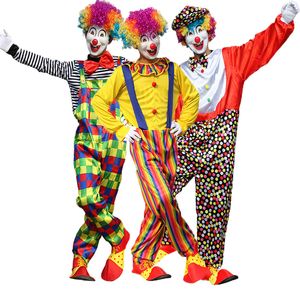 Noriviiq ny cirkus rolig clown halloween juldräkt cosplay vuxen nöjespark prestanda kostymer scen kostym man het