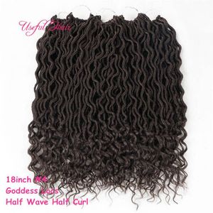 18 inch Synthetic braiding Crochet Hair goddess locs Faux Locks Curly Crocheted Braids Synthetic Hari Extensions For Black Women made in China