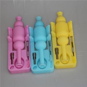 Kit di bong per nettare di silicone per fumatori con chiodo senza cupola in titanio che si illumina al buio dabber oil rig bong in vetro per acqua tubo in silicone