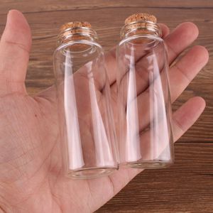 24PCS 30 * 80 * 17mm 40ml Mini Glass Wishing Bottles Tiny Jars Flaskor med Cork Stopper Bröllopsgåva