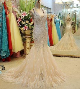 Custom Made Gorgeous Beaded Crystal Bodice Mermaid V Neckline Pageant Evening Dresses/ Party Prom Dresses Mermaid Prom Dresses HY127