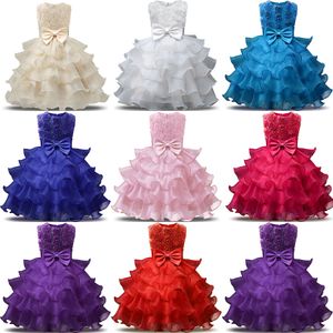 Baby blomma klänning tutu cupcake prinsessan klänningar 2018 nya mode barn kläder boutique girls bow boll klänning 8 färger c3573