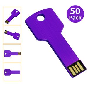 Wholesale 50pcs 2GB USB 2.0 Flash Drives Metal Key Flash Memory Stick for PC Laptop Macbook Thumb Storage Pen Drives Blank Media Multicolors