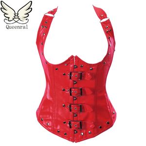 Läder Steampunk Gothic Steel Boned Corset Midja Trainer Korsetter Corset Underbust Waist Trainer Steampunk Kläder Corselet