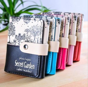 Candy color Wallets Clutch Checkbook Clip Change Bag Wallet Secret Garden PU Leather Purse creative women kids coin bag