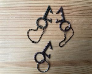 200PCs / Lot Small Man Retro Ring Ölflaskaöppnare Metall KeyRing Keychain Flasköppnare för Kampanjgåva