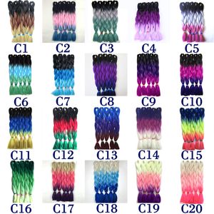 Wholesale box braids hair piece for sale - Group buy Ombre Synthetic Kanekalon Three Tone Braiding Hair Extensions Xpression Jumbo Box Braids Hair inch g Piece