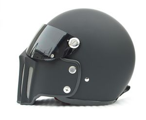 DOT Motorradhelm Integralhelm Vintage mit Glasfaser-Gesichtsmaske und schwarzem Visier für Dirtbike Cafe Racer Casco Custom Motocross Radfahren