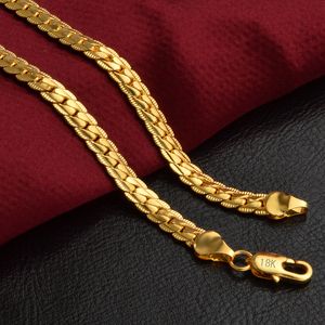 Großhandel 18K echtes Gold überzogene 5MM Schlangenkette Halskette Länge 50CM Mode Herrenschmuck Gute Qualität Freies Verschiffen 10 teile/los