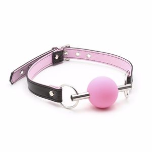 High Quality Mouth Gag Bondage Flirting Sex Toys for Couples Adult Silicone Ball Fetish Latex Oral Fixation Erotic Accessories Y18101501