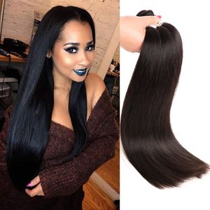 Proste ludzkie włosy długie cal 30-40 cala Indian Raw Virgin Hair Remy Produkty włosów 3 pakiety jedna partia